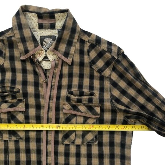 English Laundry Blaque label by Christopher Wicks 100% cotton checkered shirt - Picture 12 of 16